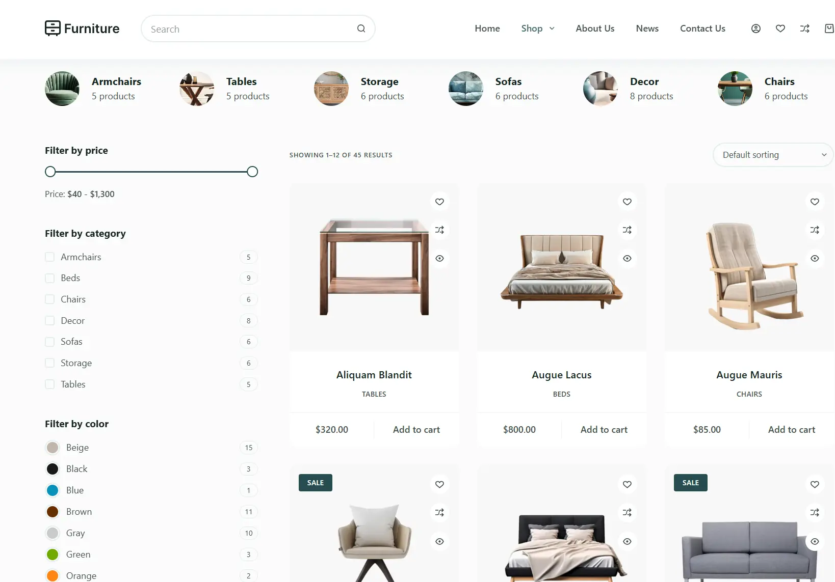 Furniture Catalog Screenshot