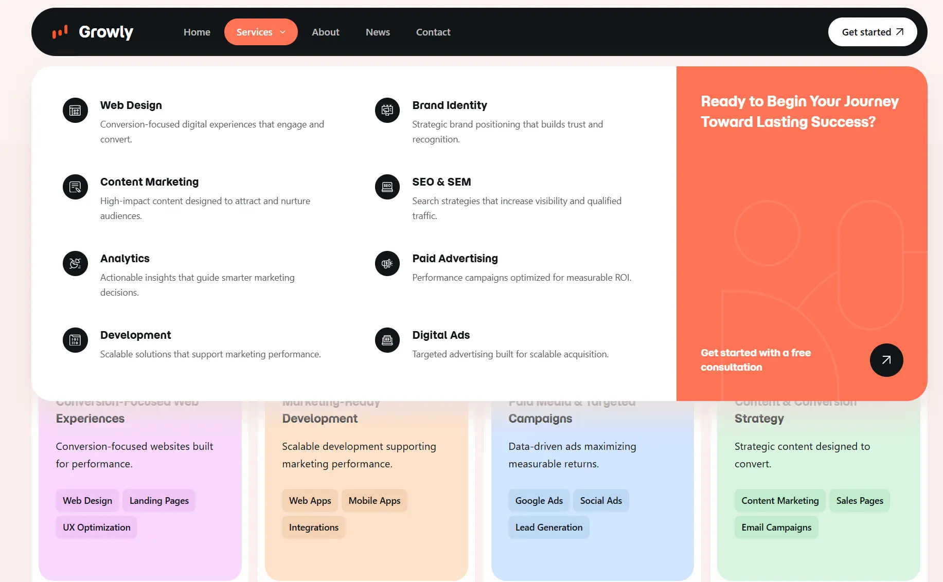 Growly Marketing Screenshot