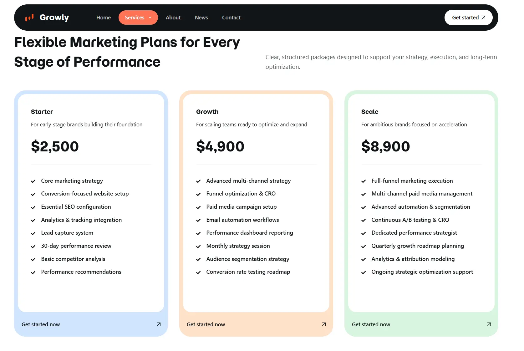 Growly Marketing Screenshot