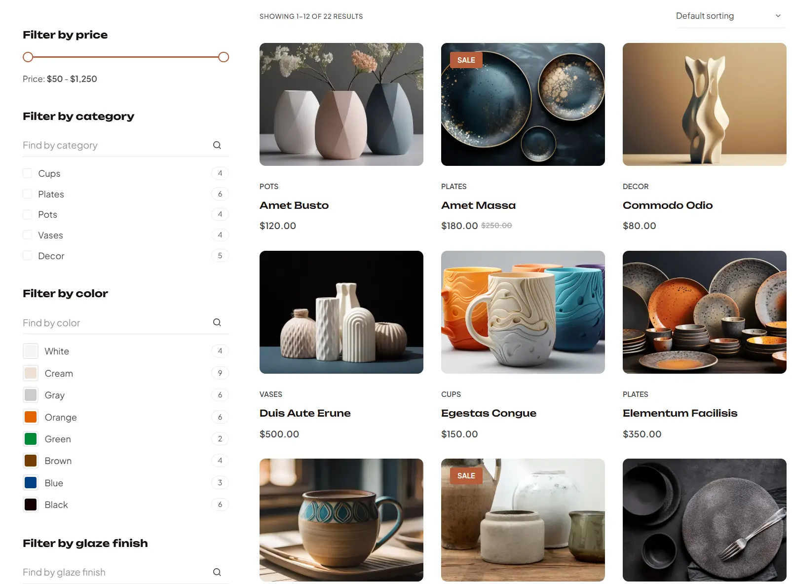 Pottery Storefront Screenshot