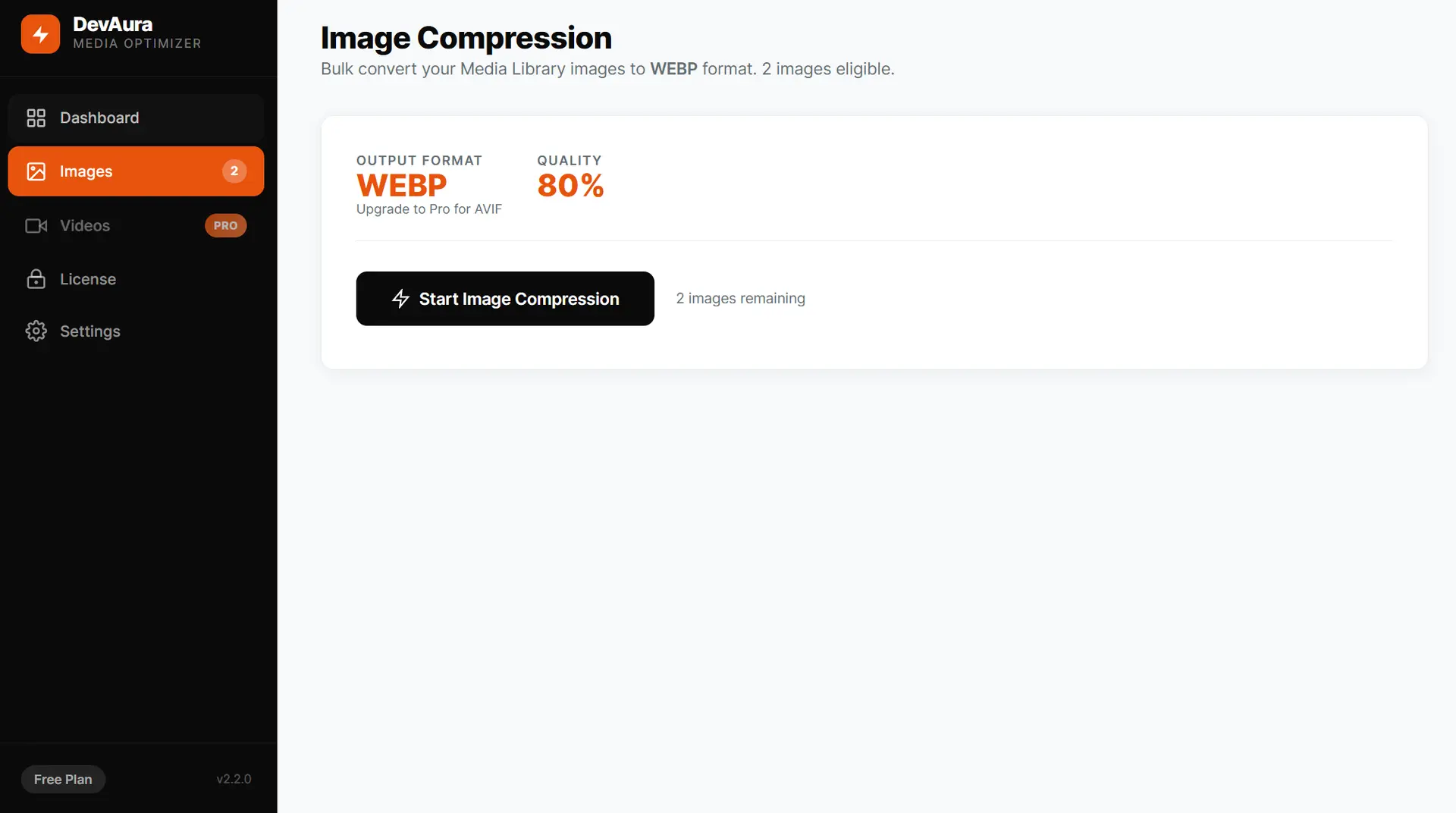 Media Optimizer & AVIF Compressor Screenshot